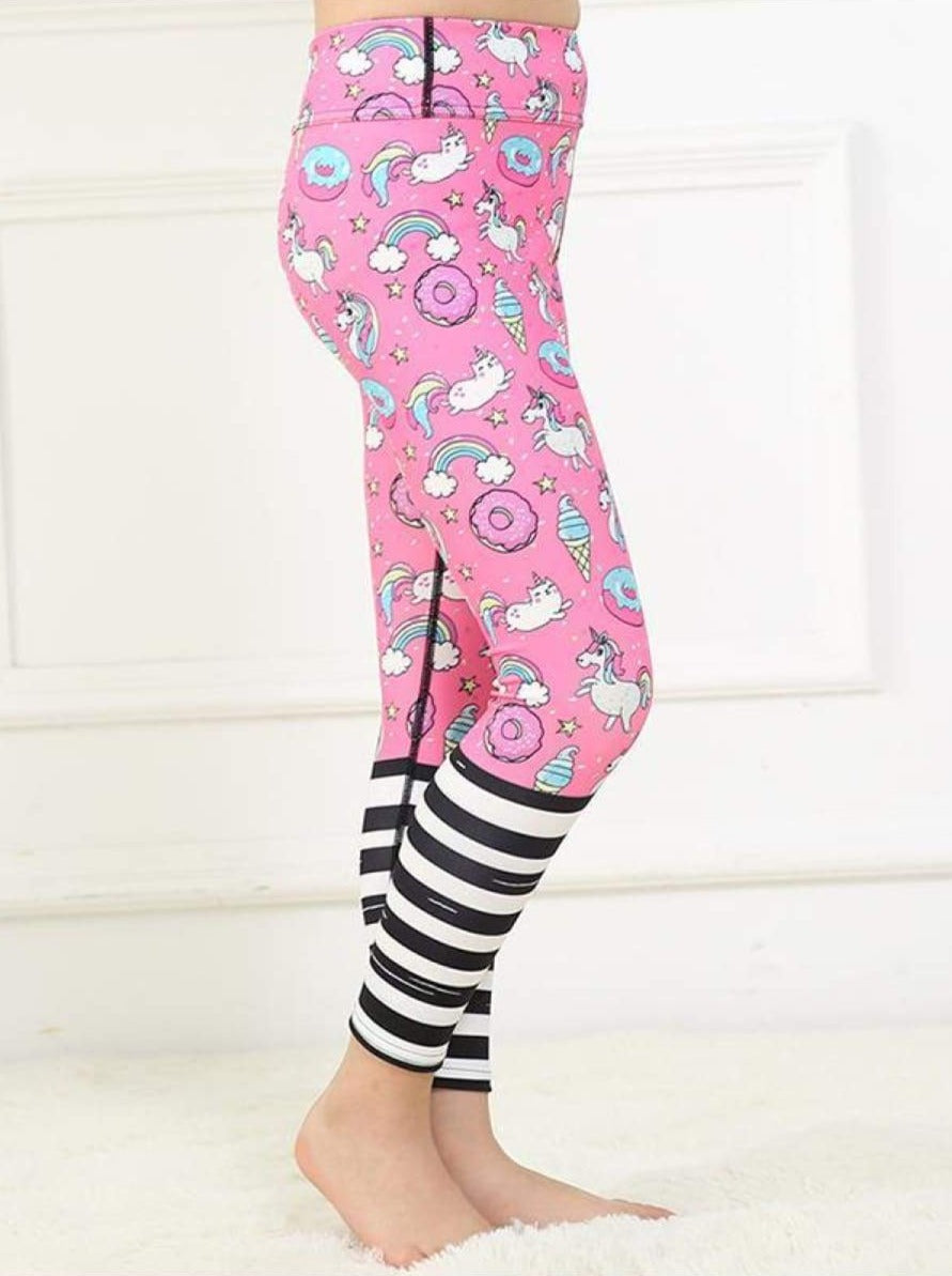 Girls Striped Unicorn Leggings (11 Style Options) - Yoga Pants