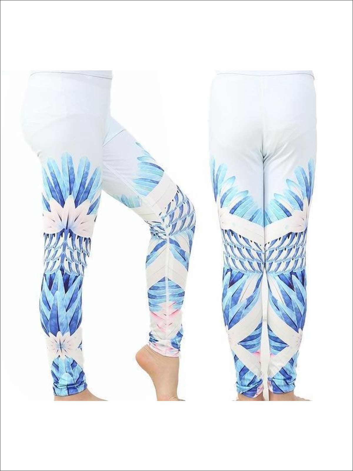 Girls Striped Unicorn Leggings (11 Style Options) - Feathers / 4T - 5Y / Similar to image - Yoga Pants