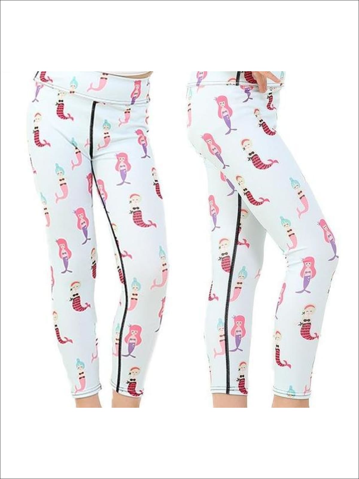 Girls Striped Unicorn Leggings (11 Style Options) - Mermaids / 4T - 5Y / Similar to image - Yoga Pants