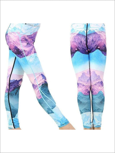 Girls Striped Unicorn Leggings (11 Style Options) - Mountains / 4T - 5Y / Similar to image - Yoga Pants