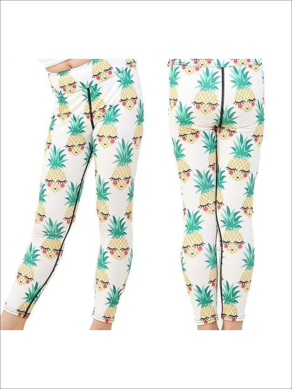 Girls Striped Unicorn Leggings (11 Style Options) - Pineapples / 4T - 5Y / Similar to image - Yoga Pants