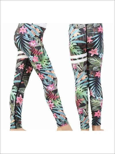 Girls Striped Unicorn Leggings (11 Style Options) - Tropical Safari / 4T - 5Y / Similar to image - Yoga Pants