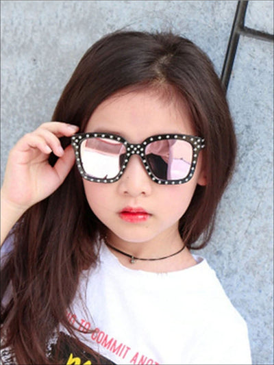 Girls Studded Square Frame Sunglasses - Girls Accessories