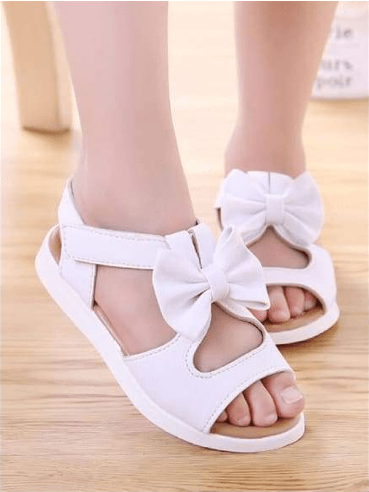 Girls Summer Bow Tie Sandals - White / 1 - Girls Sandals
