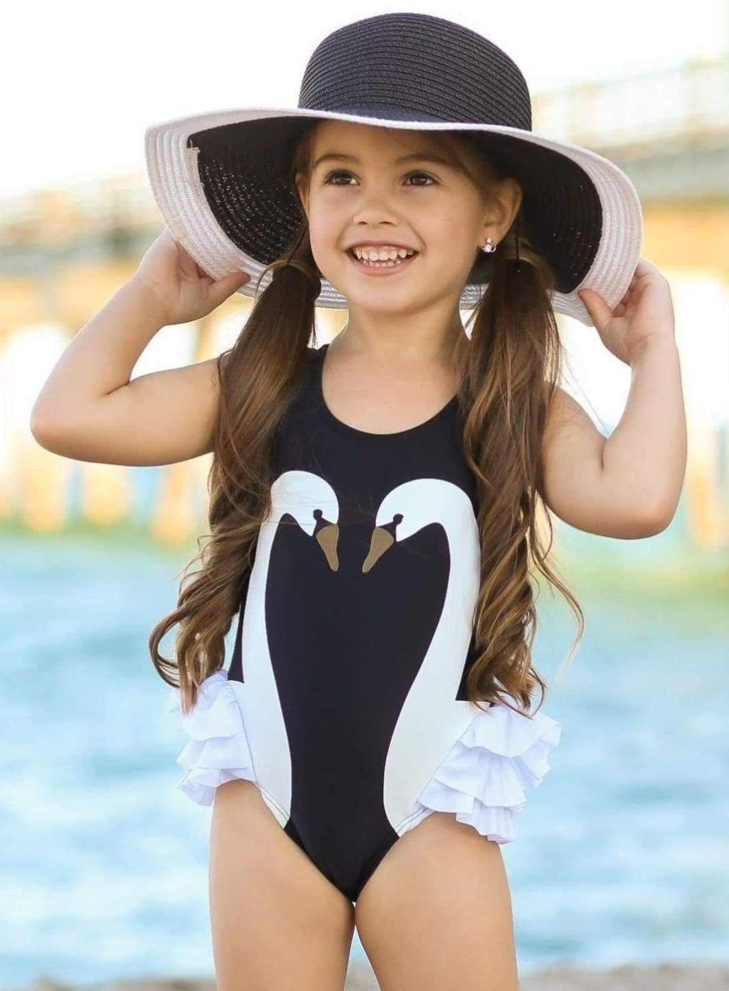 Little Girls Boutique Swimwear | Toddler Swan Lake One Piece Swimsuit