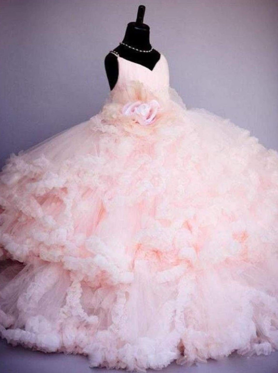 Toddler Gowns | Girls Pink Sweetheart Tiered Ruffle Princess Ball Gown