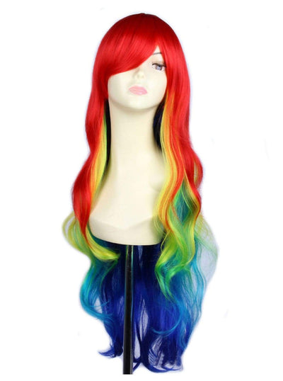 Kids Halloween Wigs | Synthetic Curly Rainbow Wig - Mia Belle Girls