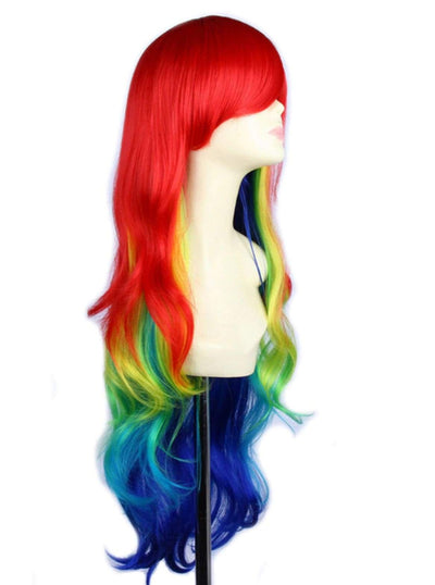 Kids Halloween Wigs | Synthetic Curly Rainbow Wig - Mia Belle Girls