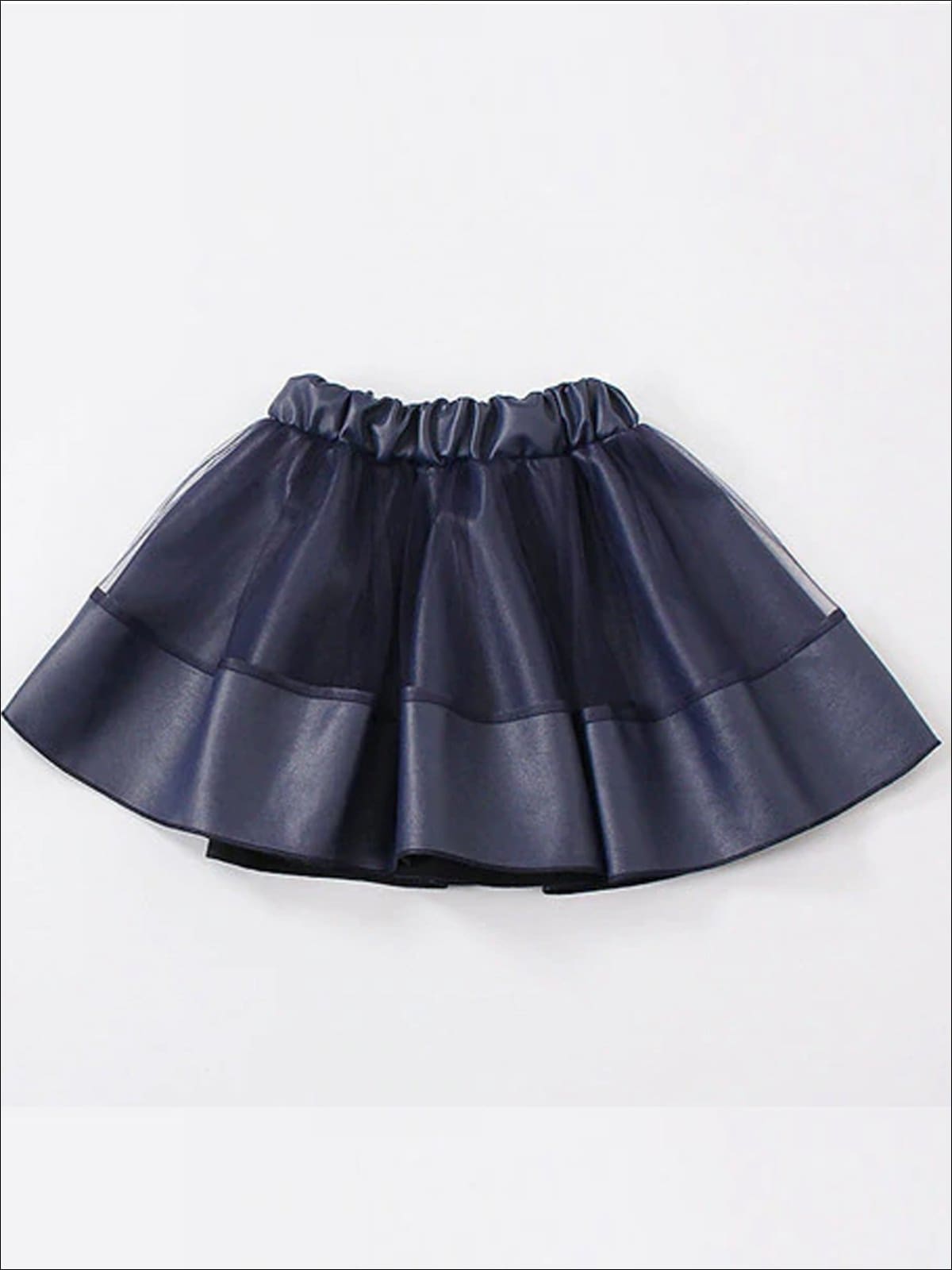 Girls Synthetic Leather Elastic Waist Tutu Skirt - Blue / 4T - Girls Skirt