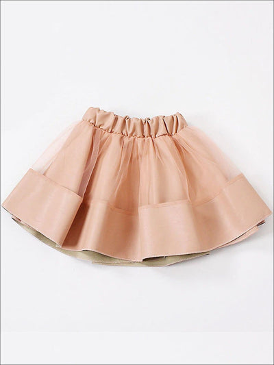 Girls Synthetic Leather Elastic Waist Tutu Skirt - Pink / 4T - Girls Skirt