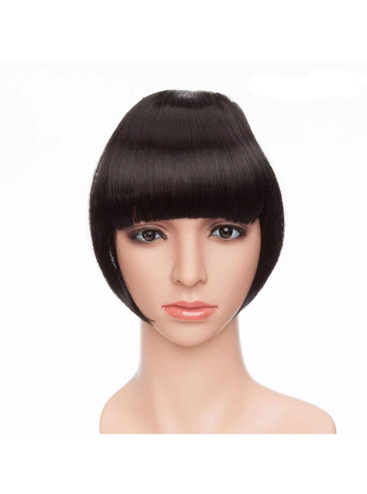 Girls Synthetic Removable Clip-On Bangs - Natural Black / One Size - Girls Halloween Costume