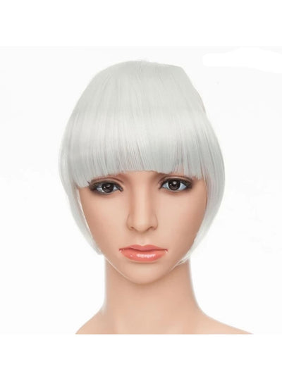 Girls Synthetic Removable Clip-On Bangs - Silvery Grey / One Size - Girls Halloween Costume