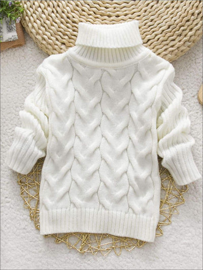 Cute Kids Sweaters | Thick Knit Turtleneck Sweater | Mia Belle Girls