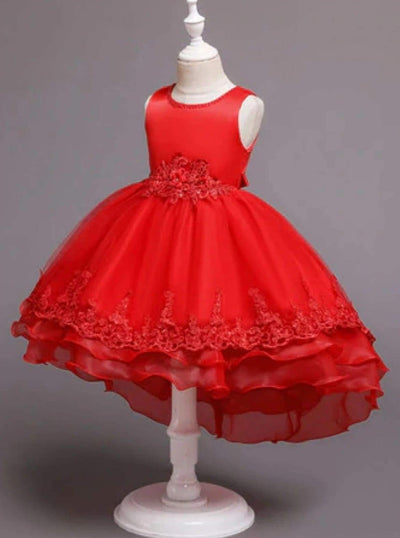 Girls Tiered Holiday Party Dress - 3T / Red - Girls Fall Dressy Dress