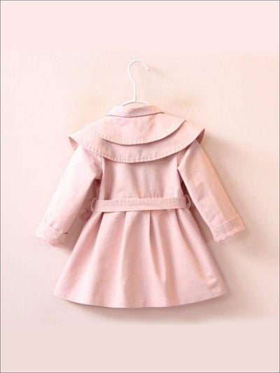 Girls Tiered Lapel Collar Trench Coat with Belt - Girls Jacket