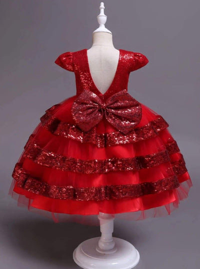 Girls Sparkle Dresses | Cap Sleeve Sequin Tulle Holiday Princess Dress