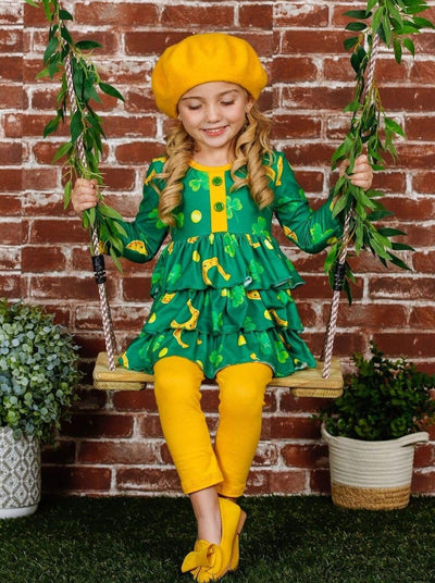 St. Patrick's Day Clothes | Girls Tiered Ruffled Tunic & Legging Set