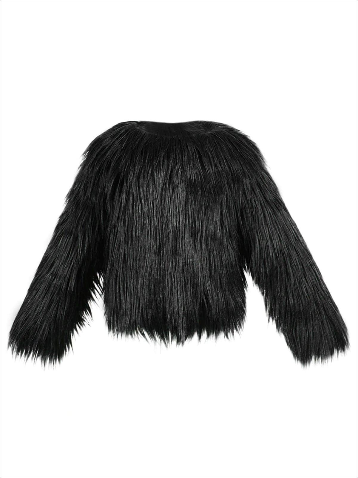 Girls Trendy Winter Faux Fur Jacket - Black / 3T - Girls Jacket