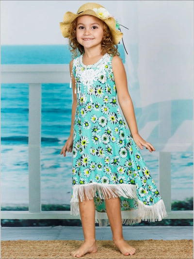 Toddler Spring Dresses | Sleeveless Floral Tassel Hem Hi-Lo Dress
