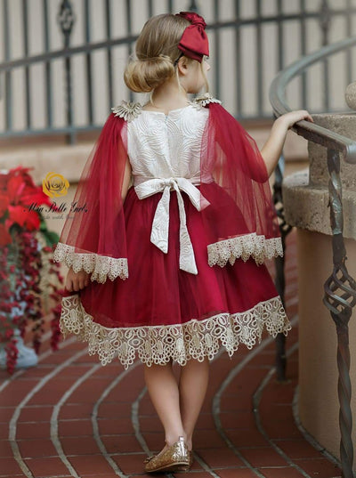 Girls Tulle Lace Trimmed Bohemian Holiday Dress - Girls Fall Dressy Dress