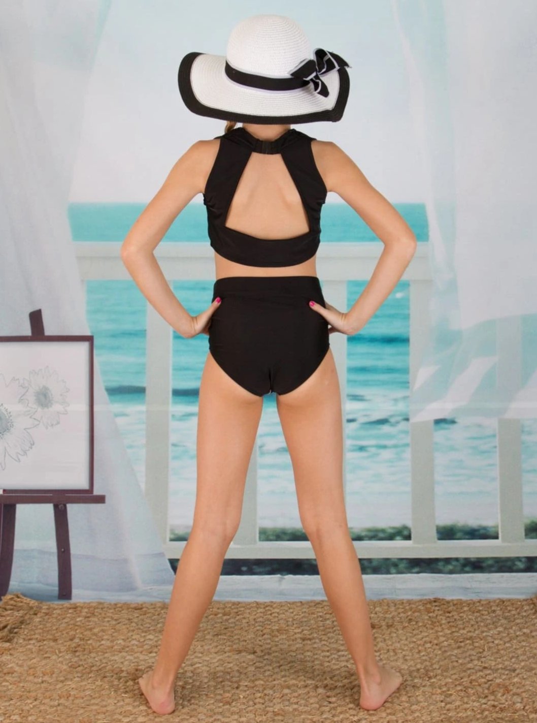 Mia Belle Girls Two Piece High Rise Bikini & Cover Up | Resort Wear