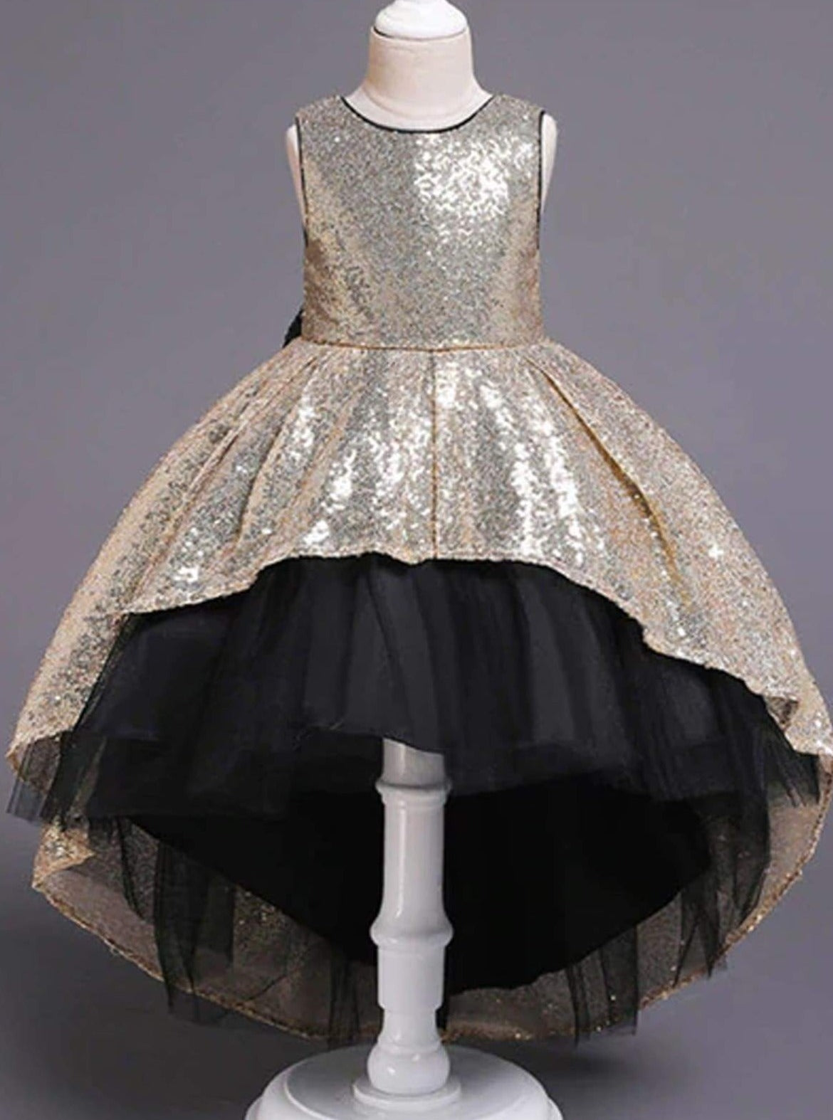 Girls Sparkle Dresses | Two Tone Sequin Hi-Lo Holiday Party Dress