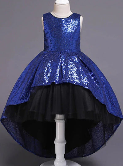 Winter Formal Dress | Girls Two Tone Sequin Hi-Lo Holiday Party Dress