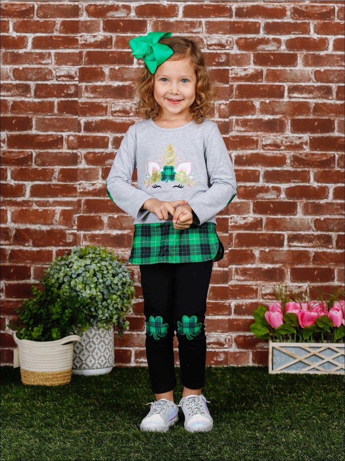 St. Patrick's Day Clothes | Unicorn Clover Patch Tunic & Legging Set