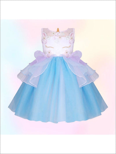 Mia Belle Girls Unicorn Princess Tulle Halloween Dress 