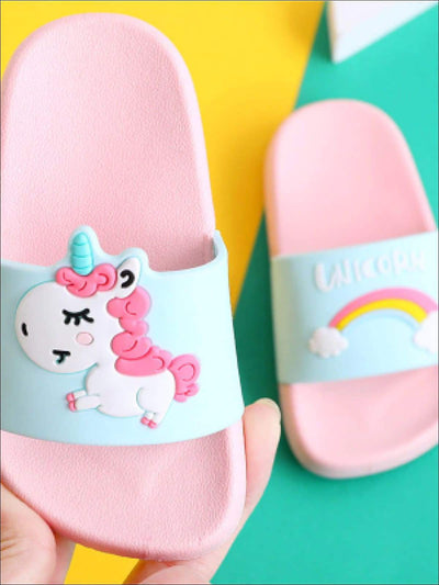 Girls Unicorn Rainbow Slides - Pink / Toddler 9 - Girls Sandals