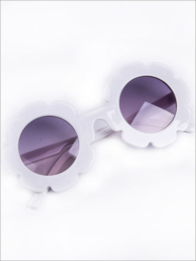 Girls UV Protected Round Flower Sunglasses - White - Girls Accessories