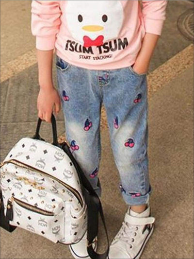 Kids Denim Clothes | Vintage Cherry Patch Jeans | Mia Belle Girls