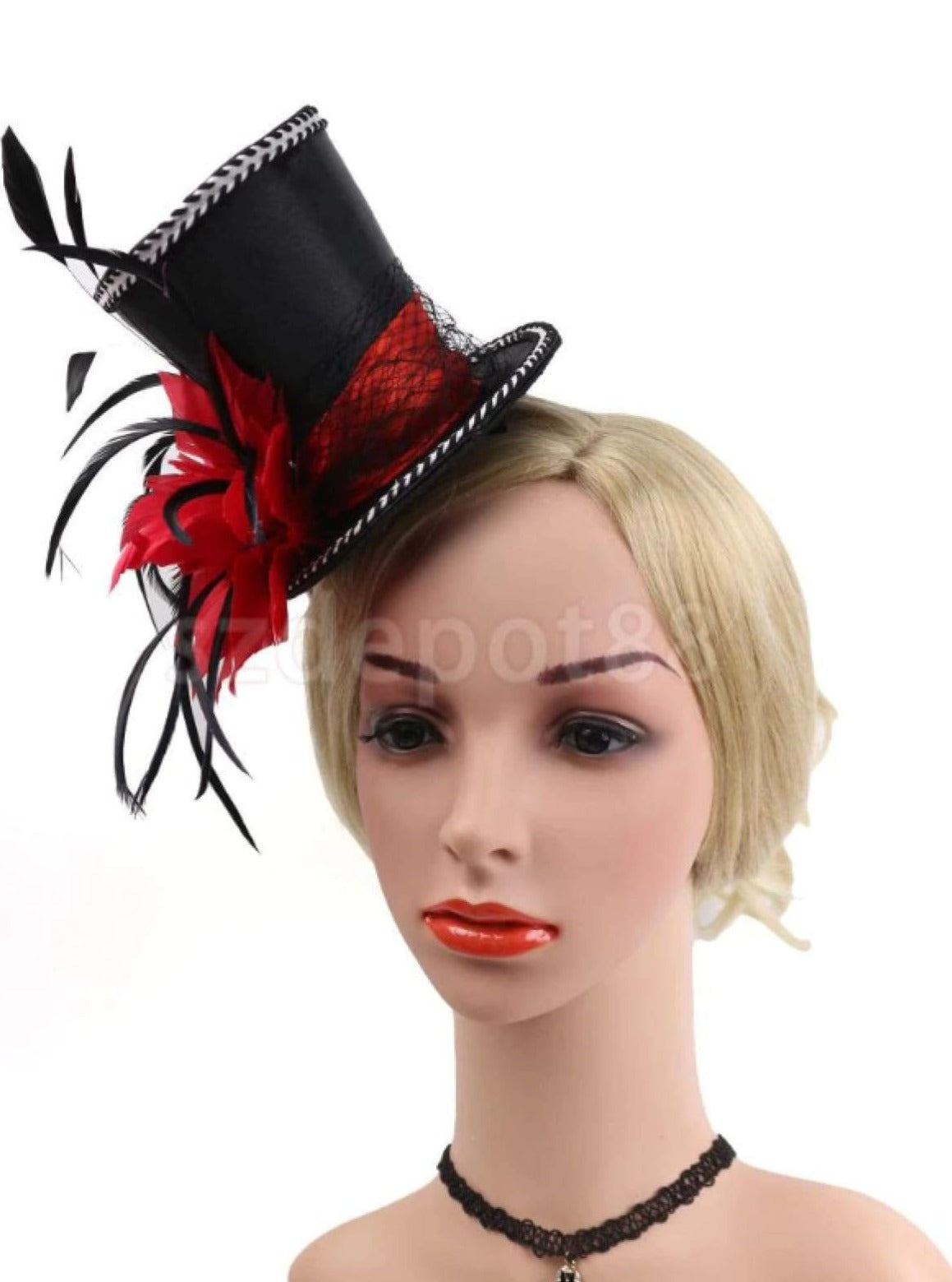Girls Vintage Feather Fascinator Top Hat - Girls Halloween Costume