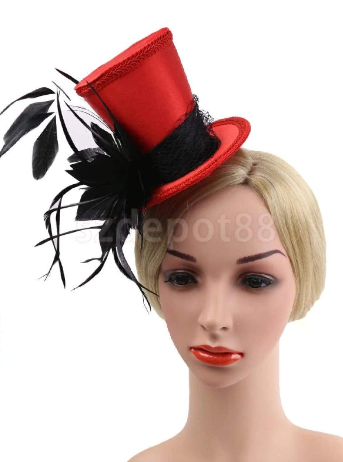 Girls Vintage Feather Fascinator Top Hat - Girls Halloween Costume