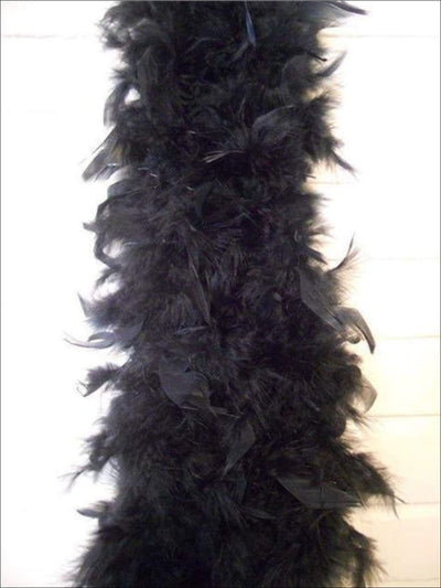Girls Vintage Style Feather Boa Shawl ( Multiple Color Options) - black - Girls Halloween Costume
