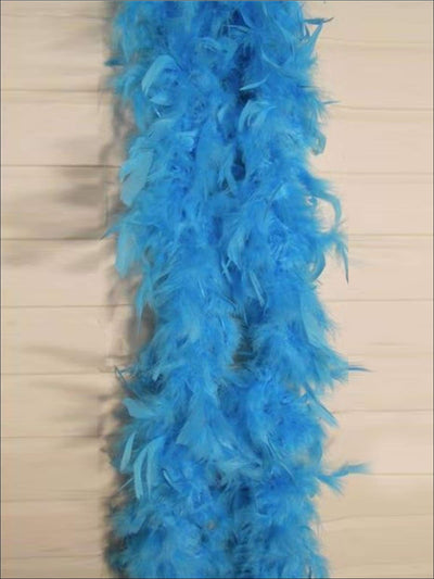 Girls Vintage Style Feather Boa Shawl ( Multiple Color Options) - sky blue - Girls Halloween Costume