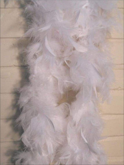 Girls Vintage Style Feather Boa Shawl ( Multiple Color Options) - white - Girls Halloween Costume