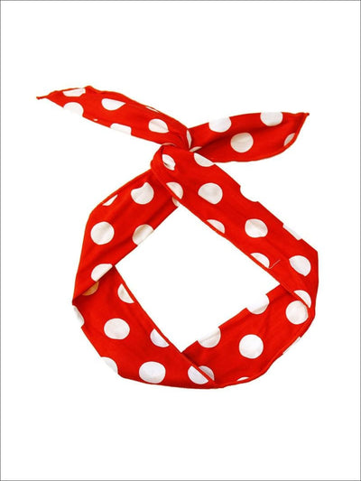Girls Vintage Style Red & White Polka Dot Headband - Red - Girls Hair Accessories