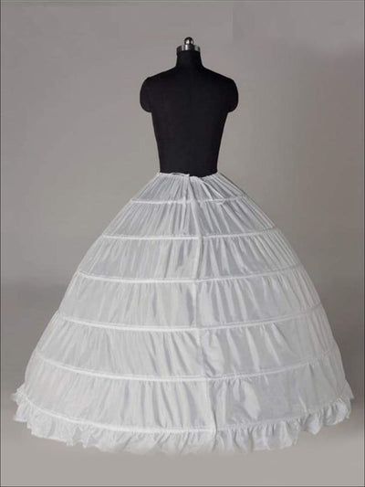 Girls Voluminous 6 Hoop Floor Length Petticoat Underskirt (Black & White) - Flower Girl Dresses