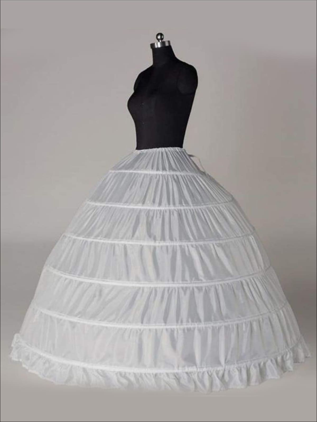 Girls Voluminous 6 Hoop Floor Length Petticoat Underskirt (Black & White) - Flower Girl Dresses