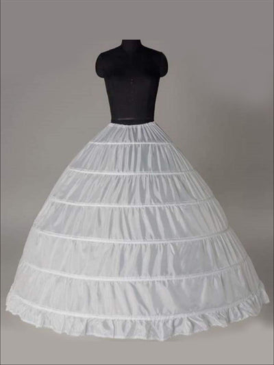 Girls Voluminous 6 Hoop Floor Length Petticoat Underskirt (Black & White) - White / One Size - Flower Girl Dresses