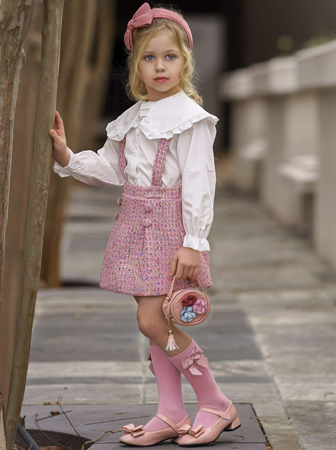  WDIRARA Girl's 3 Piece Outfits Plaid Tweed Jacket And Mini  Skirt Set With Tee Top Blue 3-4Y: Clothing, Shoes & Jewelry