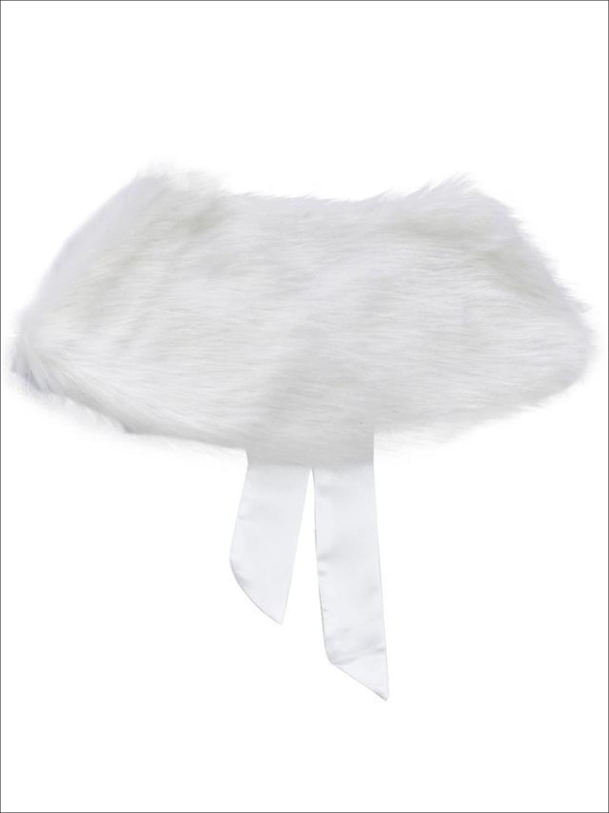 Girls White Faux Fur Princess Cloak/Bolero - White / 25cm/10.0 Length: 18cm/7.0 - Girls Halloween Costume