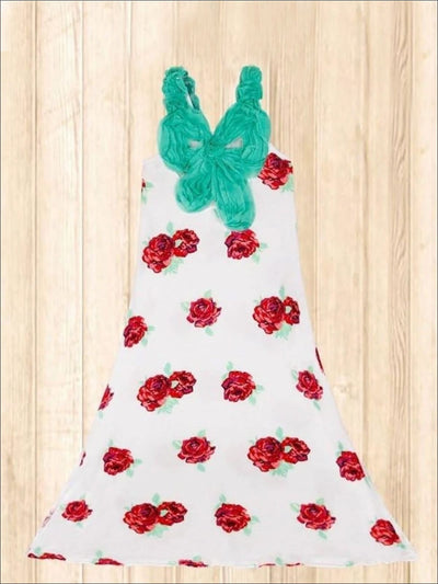 Girls White Floral Side Slit Sleeveless Maxi Dress - White / 2T/3T - Spring Low Stock