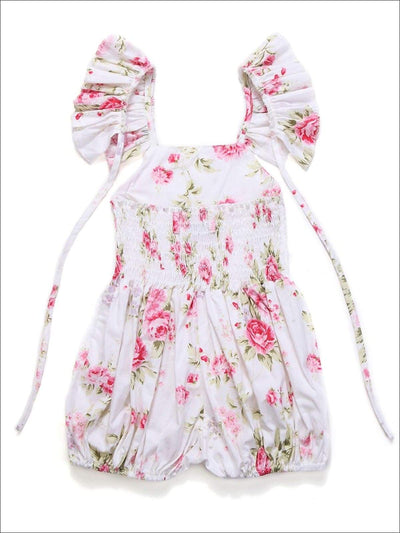Girls Spring Outfits | Toddler Floral Flutter Sleeve Balloon Romper