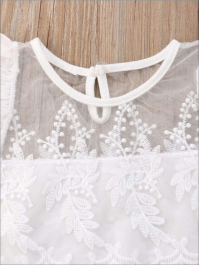 Girls White Lace Top & Polka Dot Skirt Set - Girls Spring Casual Set
