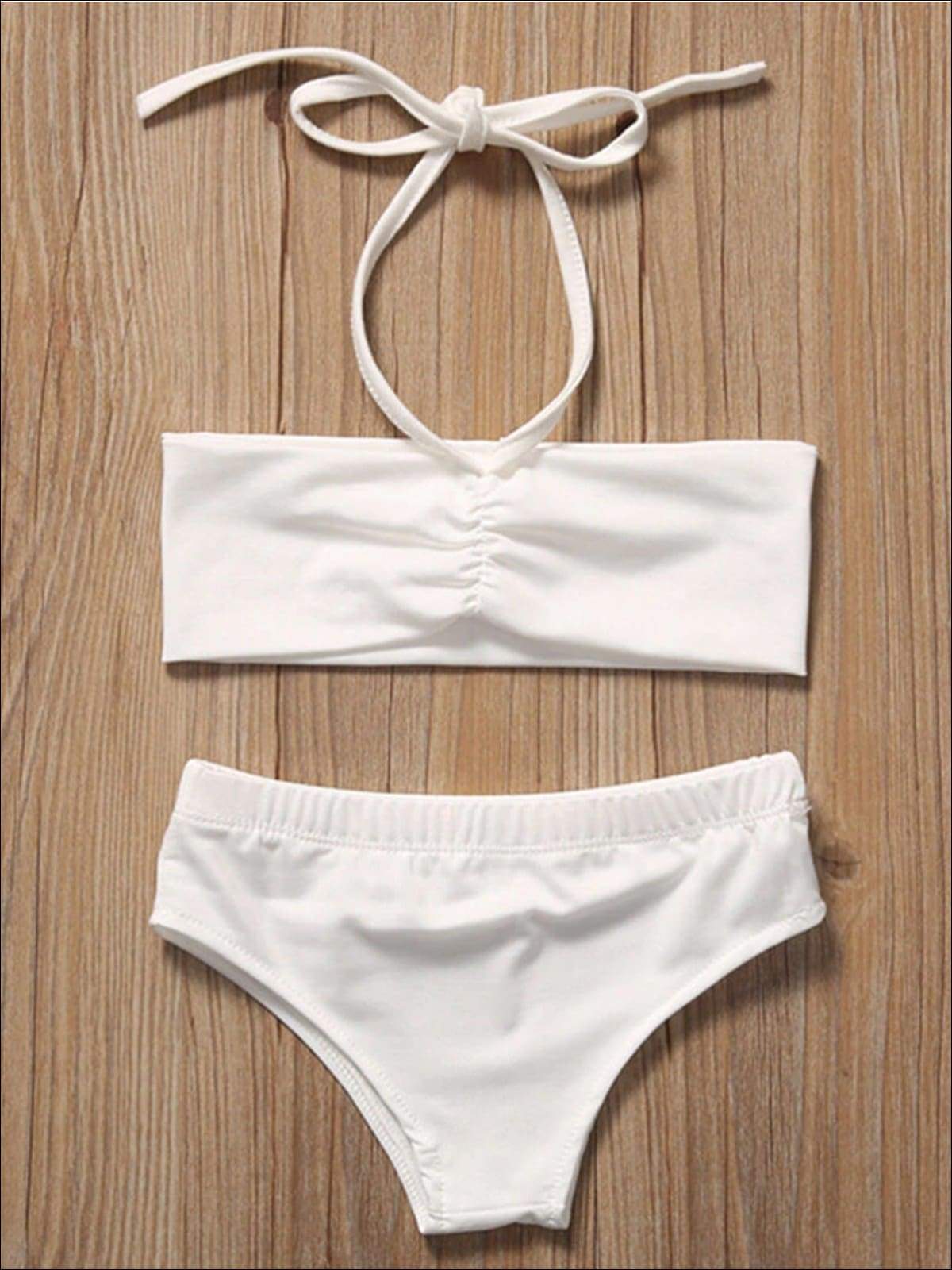 Girls White Lace Tunic Cover Up & Bikini Set - Girls Swimsuit Cover Up