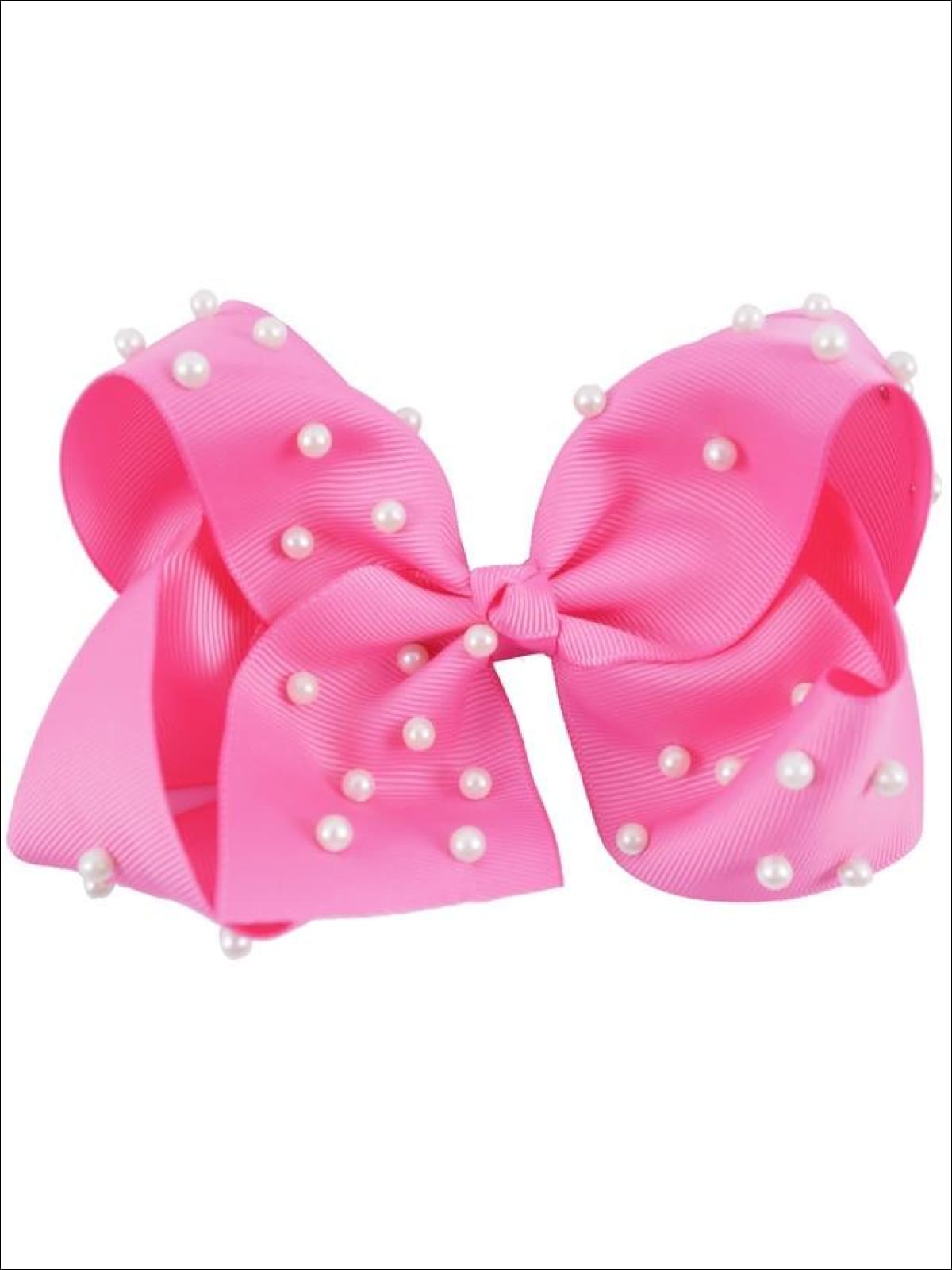 Girls White Pearl Ribbon Hair Bow - Pink - Hair Accessories