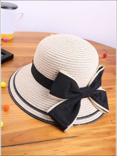Girls White Black Bow Tie Cloche Hat | Mia Belle Girls Accessories