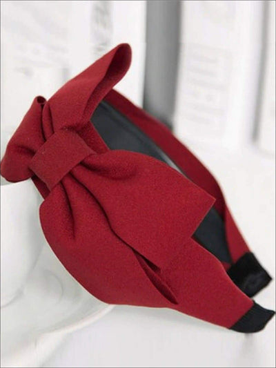 Girls Wide Bow Headband - Red | Hair Accessories - Mia Belle Girls